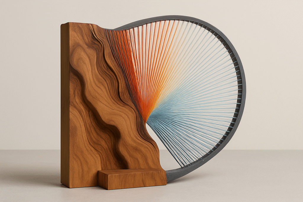 Contemporary art piece showcasing innovative craftsmanship blending traditional and modern techniques.
