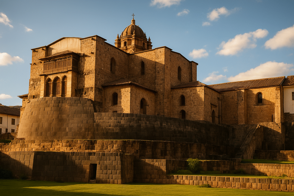 The Sun Temple (Coricancha) in Cusco, Peru, dedicated to the Sun God Inti, a significant Incan architectural site