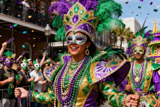 Mardi Gras New Orleans 2026 featured image with parade, masks, and beads.